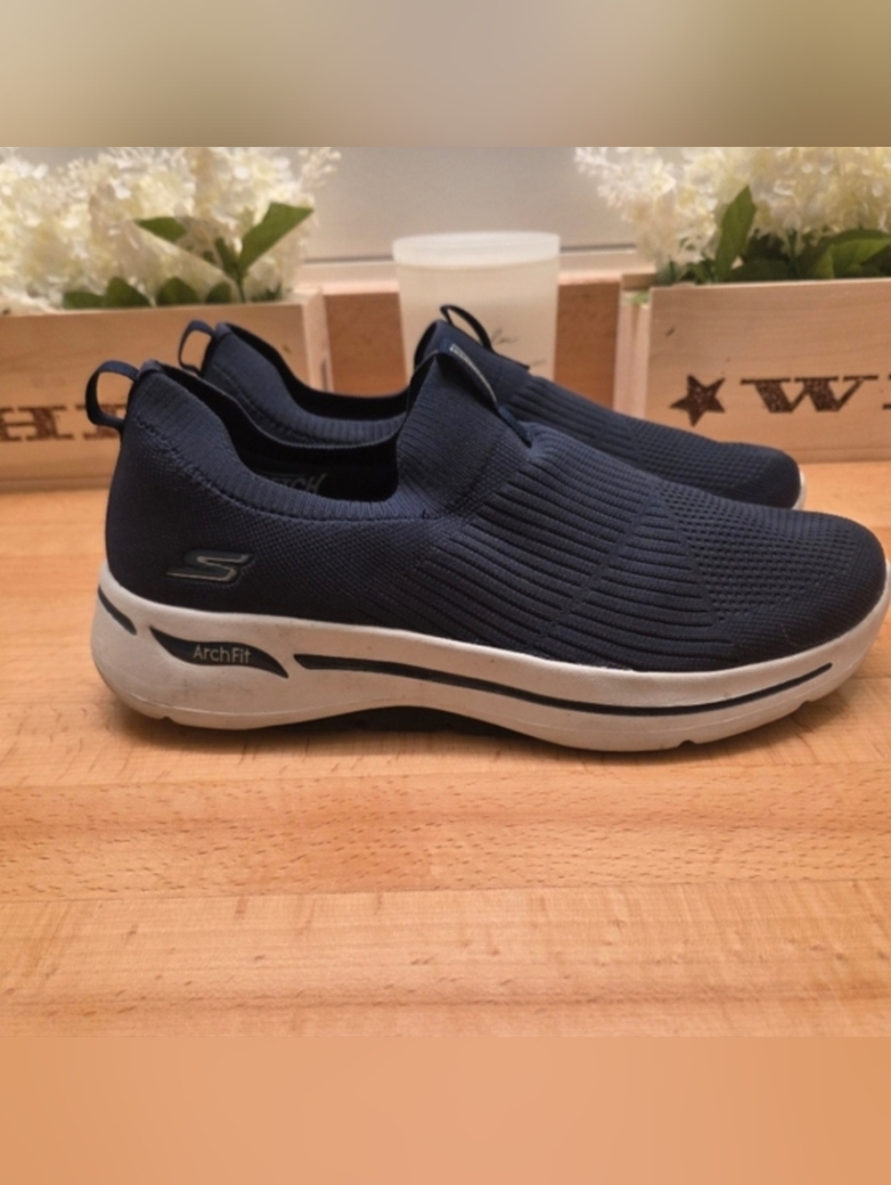 Skechers Womens Go Walk Arch Fit Iconic 124409 Blue Running Shoes Sneakers Sz 10